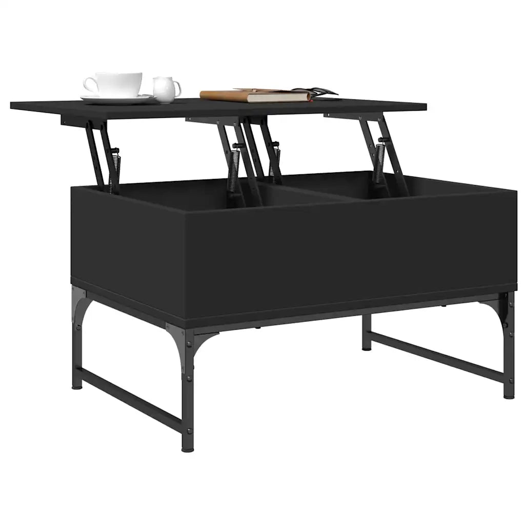 Tavolino da Salotto Nero 70x50x40 cm Legno Multistrato Metallo 845371