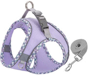 Harnas per gatti - Piccolo harnas per cani Anti-fuga linea - Harnas per gatti adattabile - Cintura respirante in tessuto riflettente a quadri - Set di harnas e corda per sicurezza - Harnas per gatti - XXS