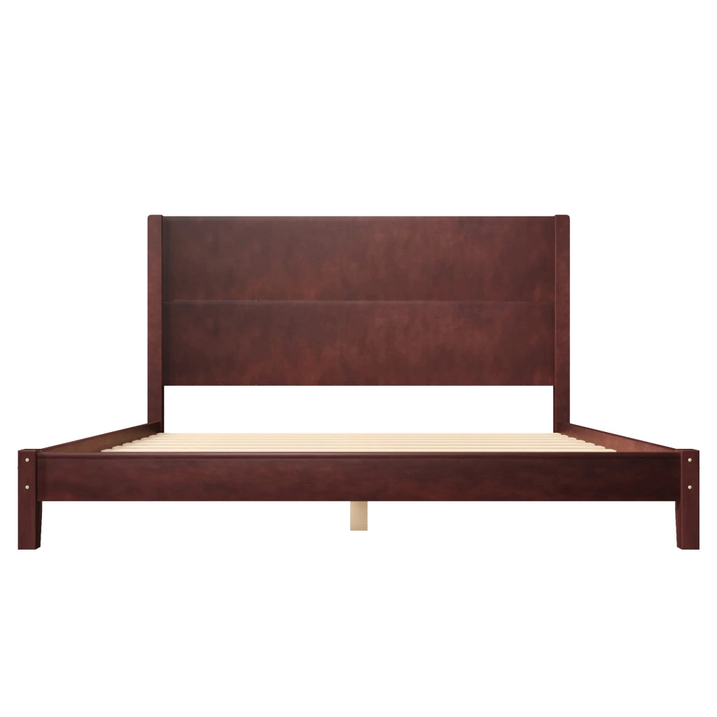 Letto per adulti 160 × 200 cm con testiera, rete inclusa, senza materasso, in MDF e betulla, marrone