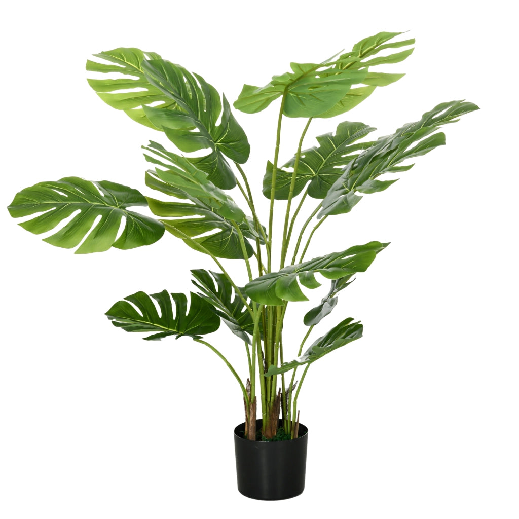 Pianta Artificiale Monstera Deliciosa Realistica ¨C zephmum ¨C 17.5x17.5x120 cm, Verde, con Vaso e Terriccio