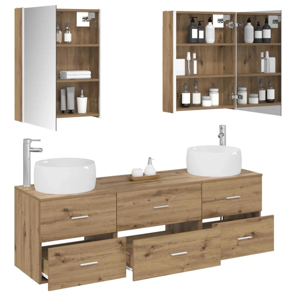 Set di mobili per il bagno 5 pcs Rovere Artigianale 3407014