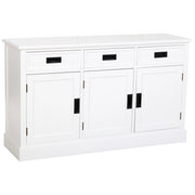Credenza in legno bianco con 3 ante e 3 cassetti 135x40x80,5h cm