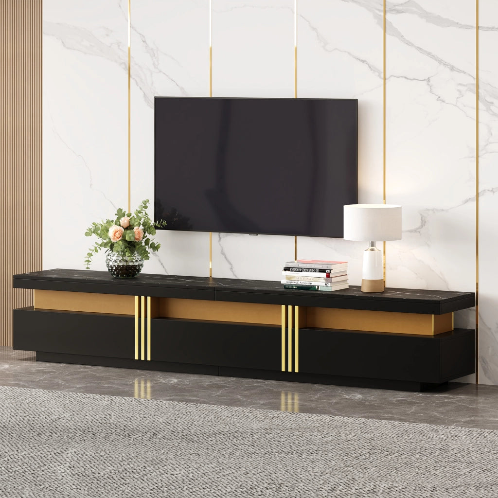 Mobile TV Lowboard con Cassetti ¨C MINIMAL ¨C Effetto Marmo, 200x40x42 cm