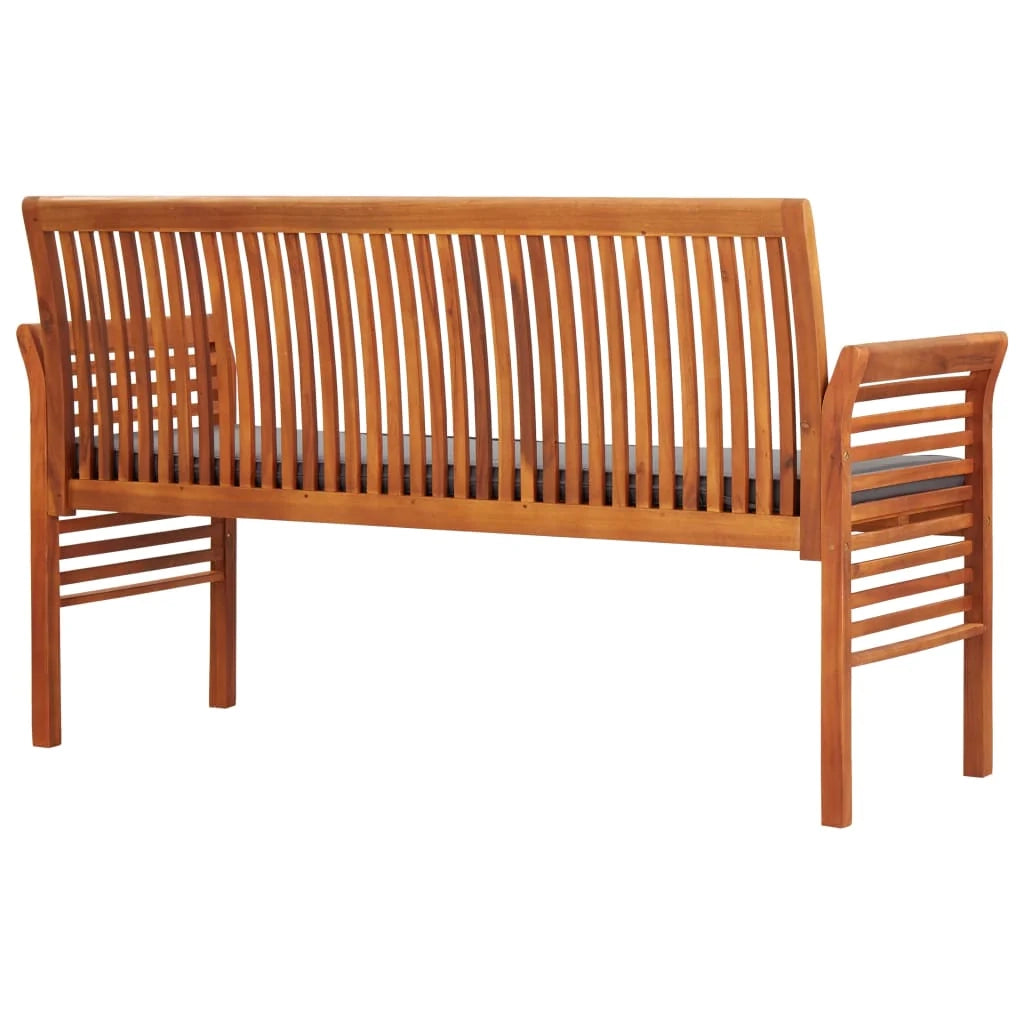 Panca da giardino mobile da giardino per esterni terrazza a 3 posti con cuscino 150 x 60 x 90 cm legno massello di acacia 02_0011316