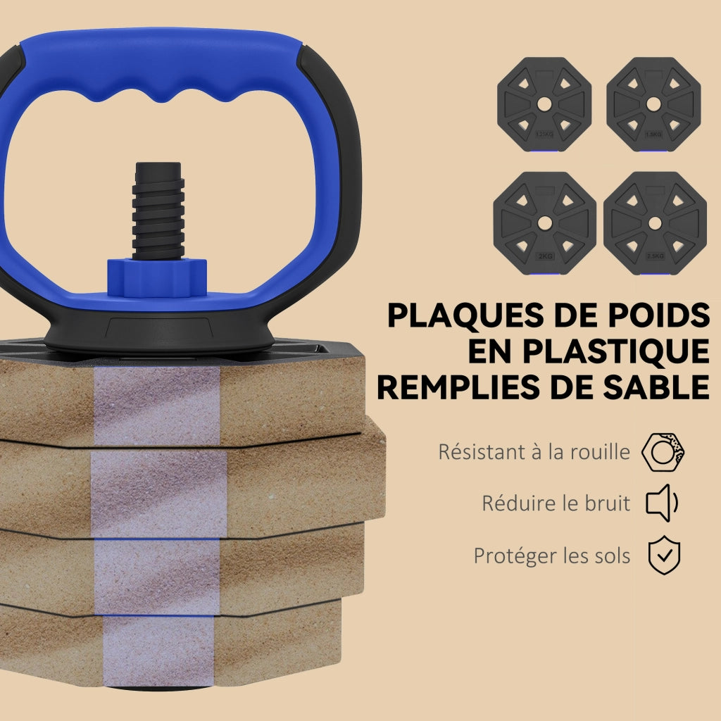 Set di Pesi 6 in 1 Regolabile 30 kg ¨C zephmum ¨C Blu
