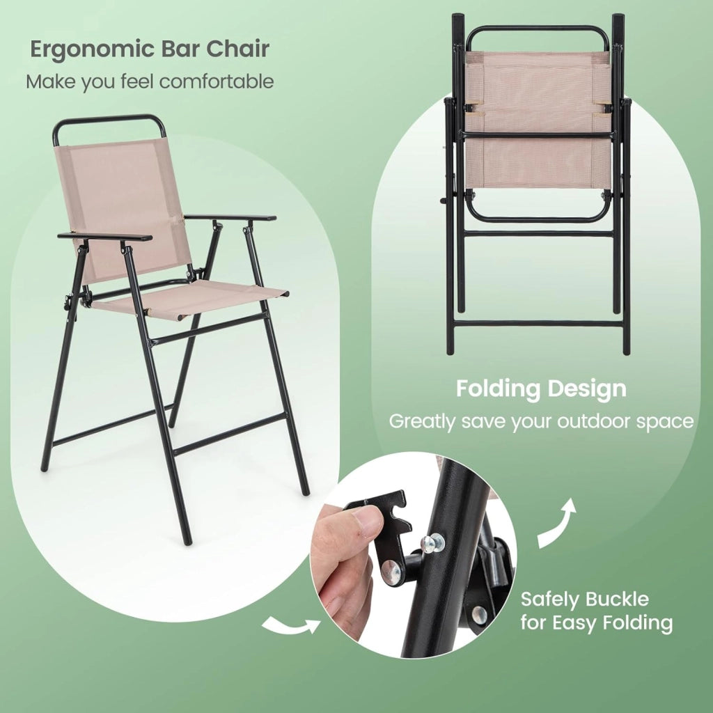 Set di Mobili da Giardino Con Ombrellone, Tavolo da Bistrot Con 2 Sedie Pieghevoli, 4 Pezzi, Set da Balcone Rotondo