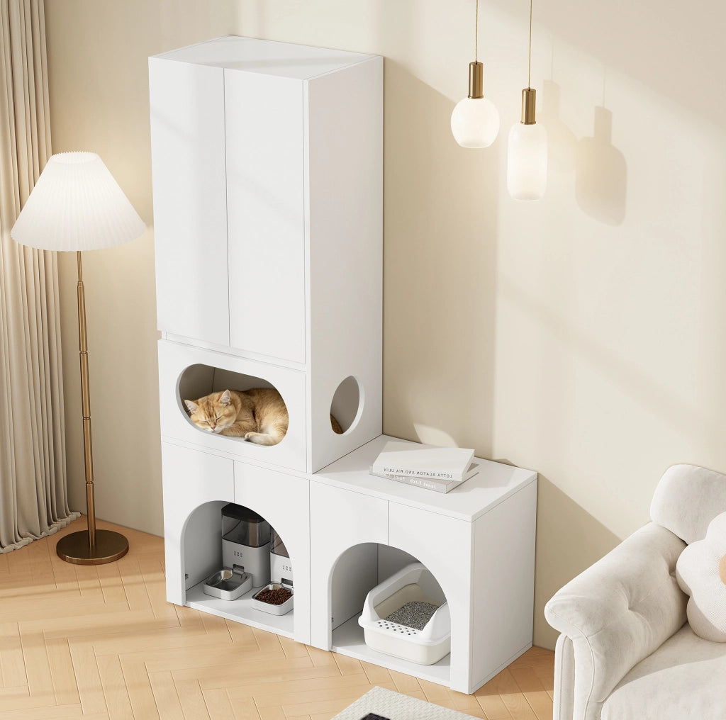 Mobile lettiere e accessori animali, bianco, 140 x 45 x 195 cm