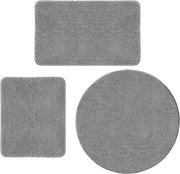 Set di tappeti da bagno, 3 pezzi, antiscivolo, microfibra, tappeti da bagno, lavabile, 80 cm, forma rotonda, tappeto da bagno, 50 x 60 cm, tappeto da bagno piccolo, 50 x 80 cm (antracite)