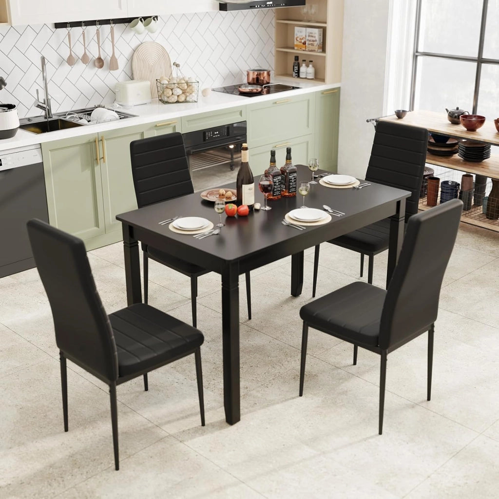 Set 4 Sedie per Sala da Pranzo, Sedie in Finta Pelle con Schienale Imbottiti e Gambe in Metallo, Sedia Moderna per Ufficio, Soggiorno e Studio