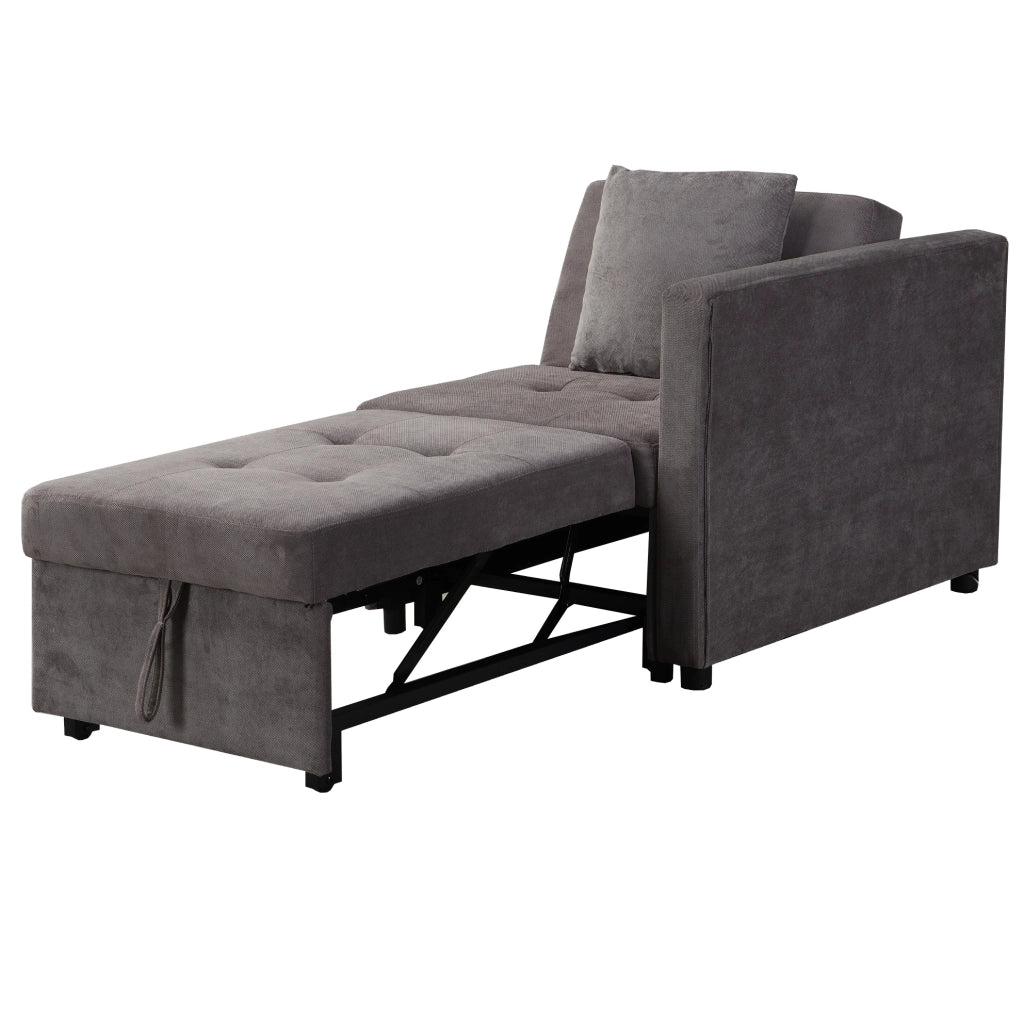 Divano letto 3 in 1 in lino grigio scuro con LED e USB