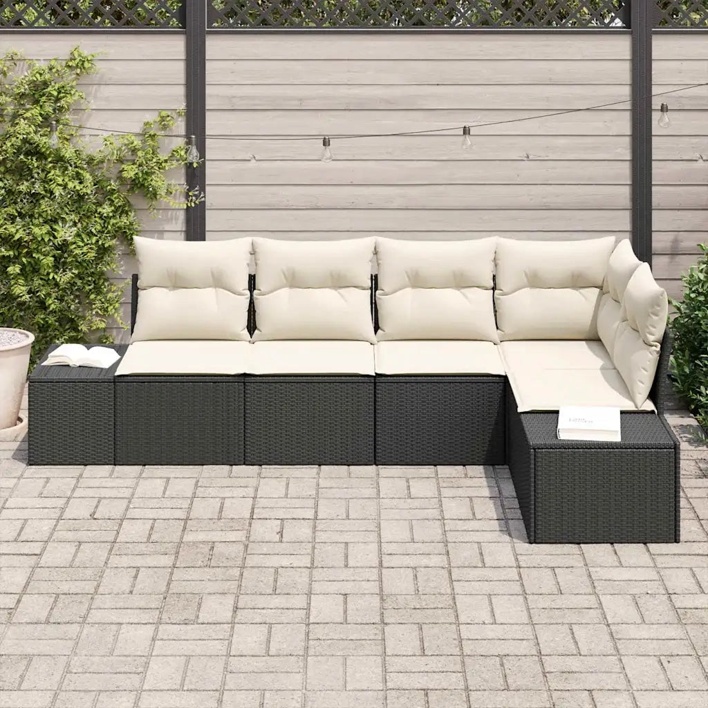 Set Divano da Giardino 5 pcs Nero polyrattan 3347057