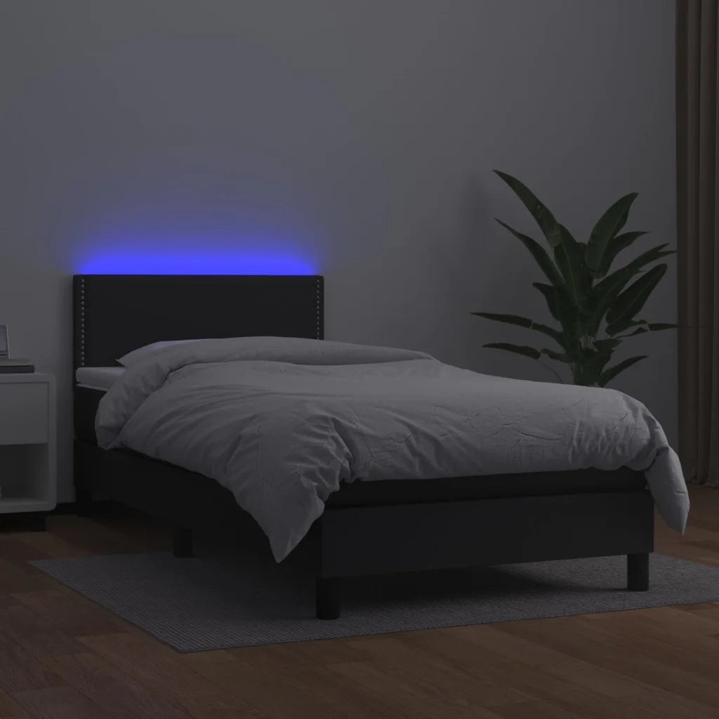 Giroletto a Molle con Materasso e LED Nero 80x200 cm Similpelle 3134129