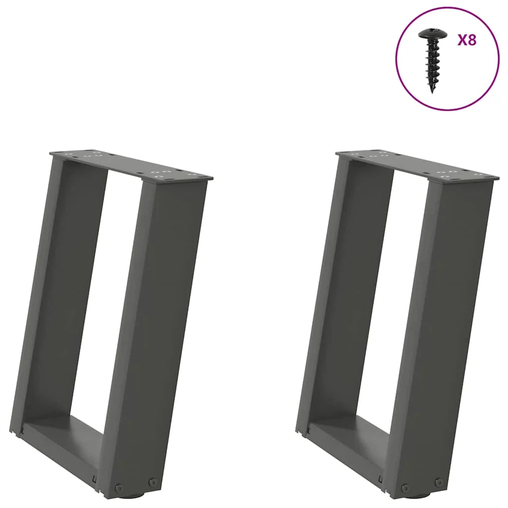 Set di 2 gambe per tavolino da caffè in acciaio angolate a forma di U 28 x 42-43 cm pratiche moderne acciaio antracite 02_0057042