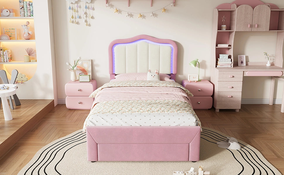 letto imbottito velluto rosa 90 x 200 cm