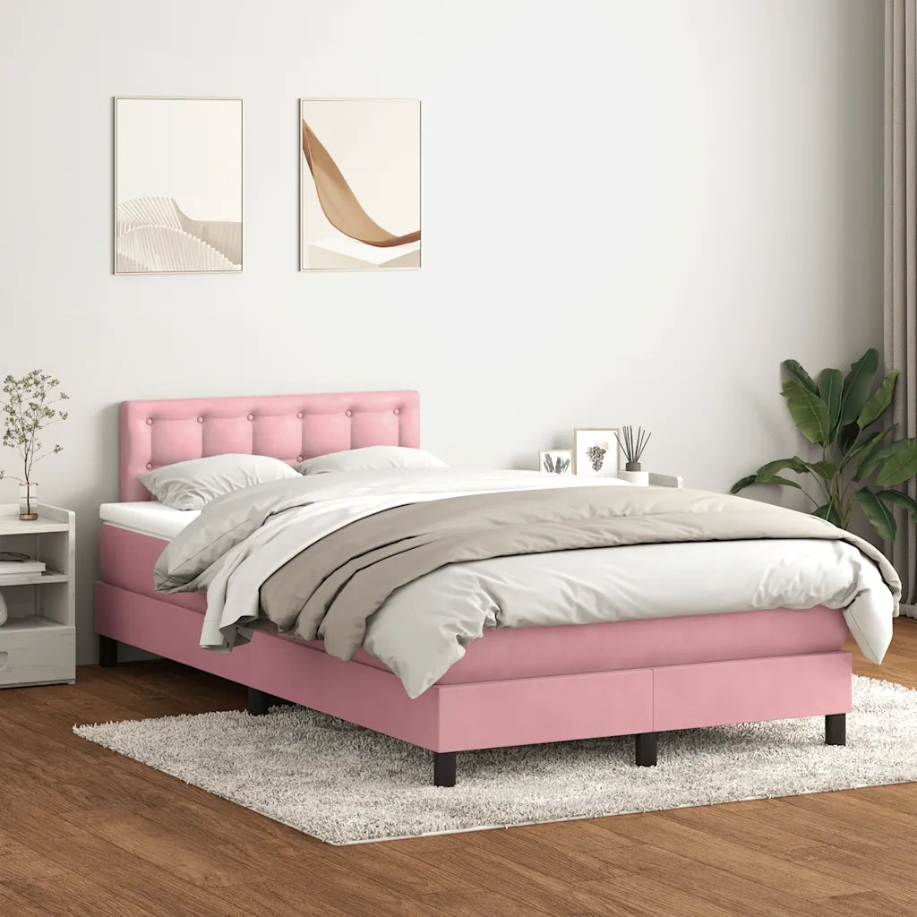 Letto a Molle con Materasso e LED Rosa 120x220 cm in Velluto 3317312
