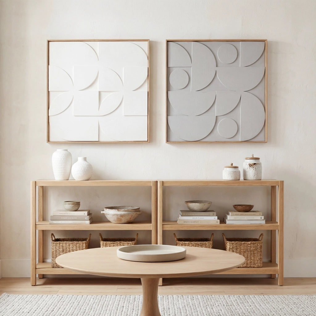 Decorazione Parete 3D Legno ¨C zephmum ¨C 2 Pezzi Bianco