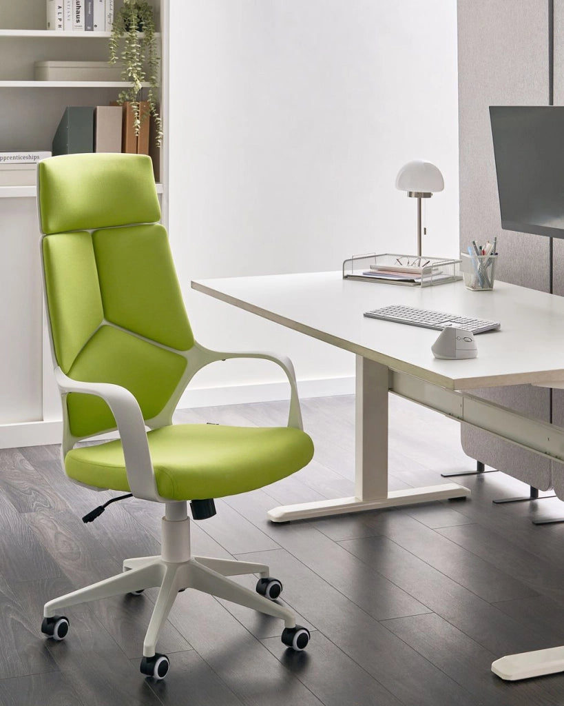 Sedia da ufficio in tessuto verde lime girevole per computer da scrivania Seduta regolabile Schienale reclinabile