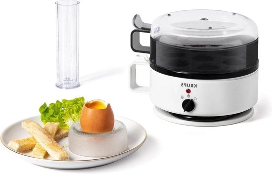 Cottura e riscaldamento per 7 uova - EG2301 Ovomat Super - contenitore rimovibile - segnale acustico - set di misura con punteruolo per uova - bianco/nero Cottura per uova