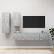Set di Mobili Porta TV 4 pz Grigio Cemento in Legno Multistrato 3079152