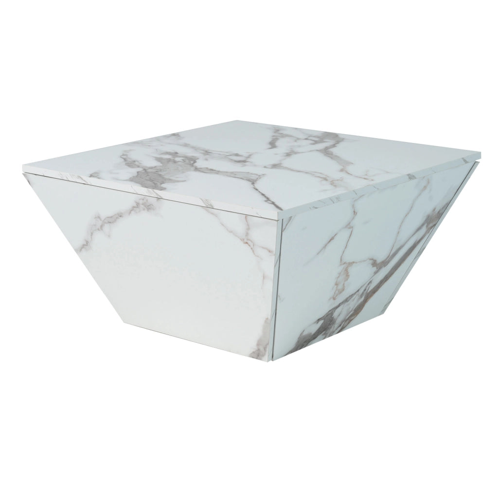 Tavolino da caffè con 2 cassetti e vano contenitore per soggiorno in MDF bianco 70x70x37 cm