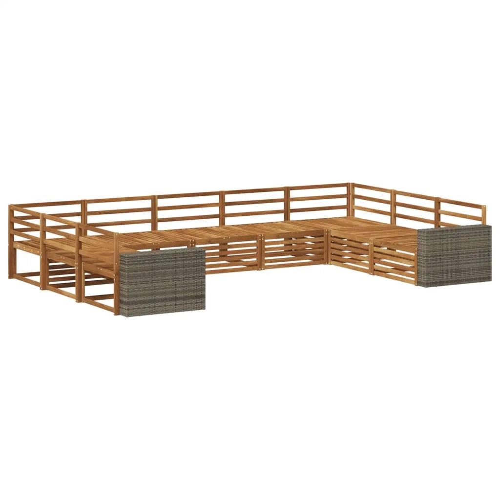 Set di divani da esterno 9 pz Naturale Legno di Acacia Massello 3383847