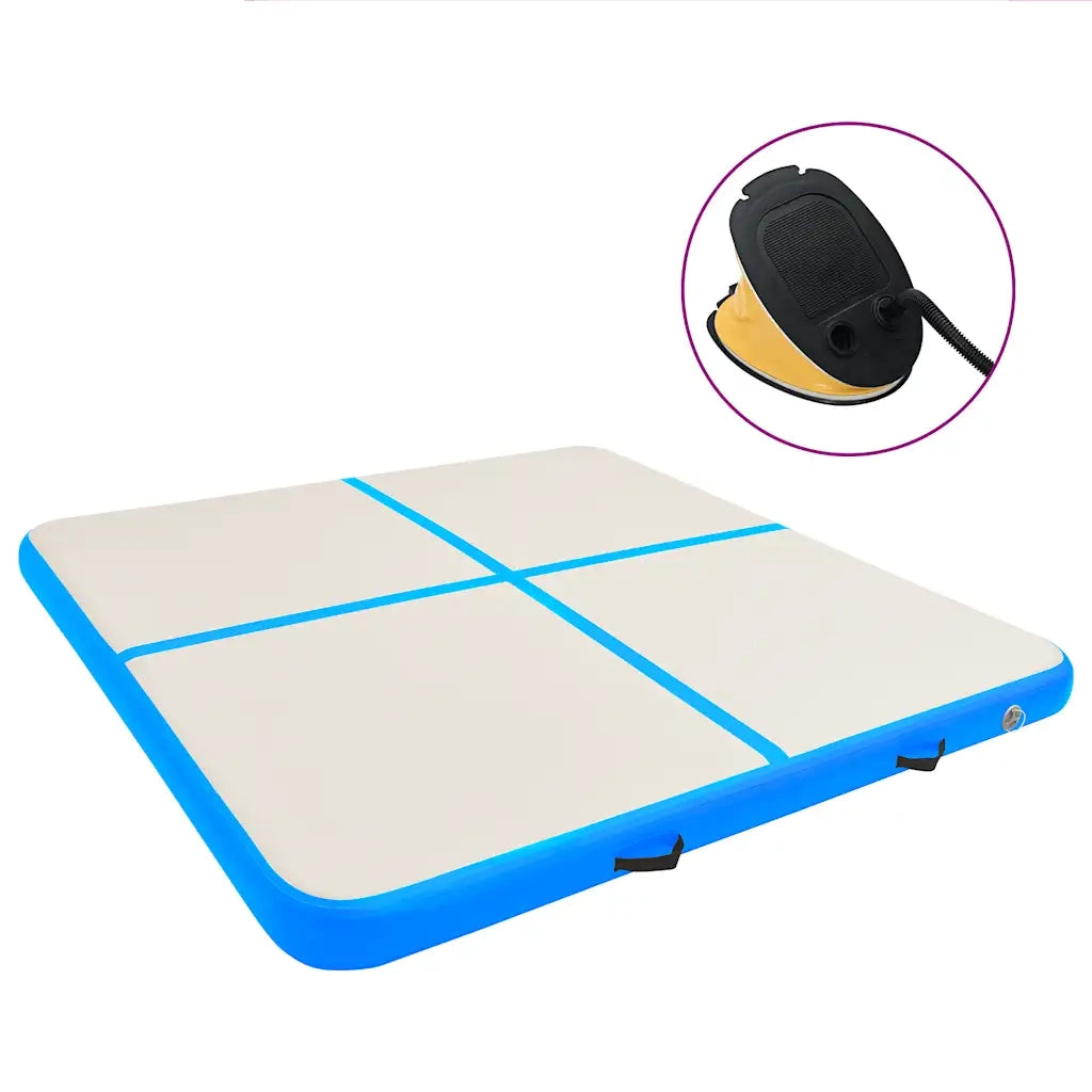 Tappetino Ginnastica Gonfiabile con Pompa 200x200x10 cm PVC Blu cod mxl 77860