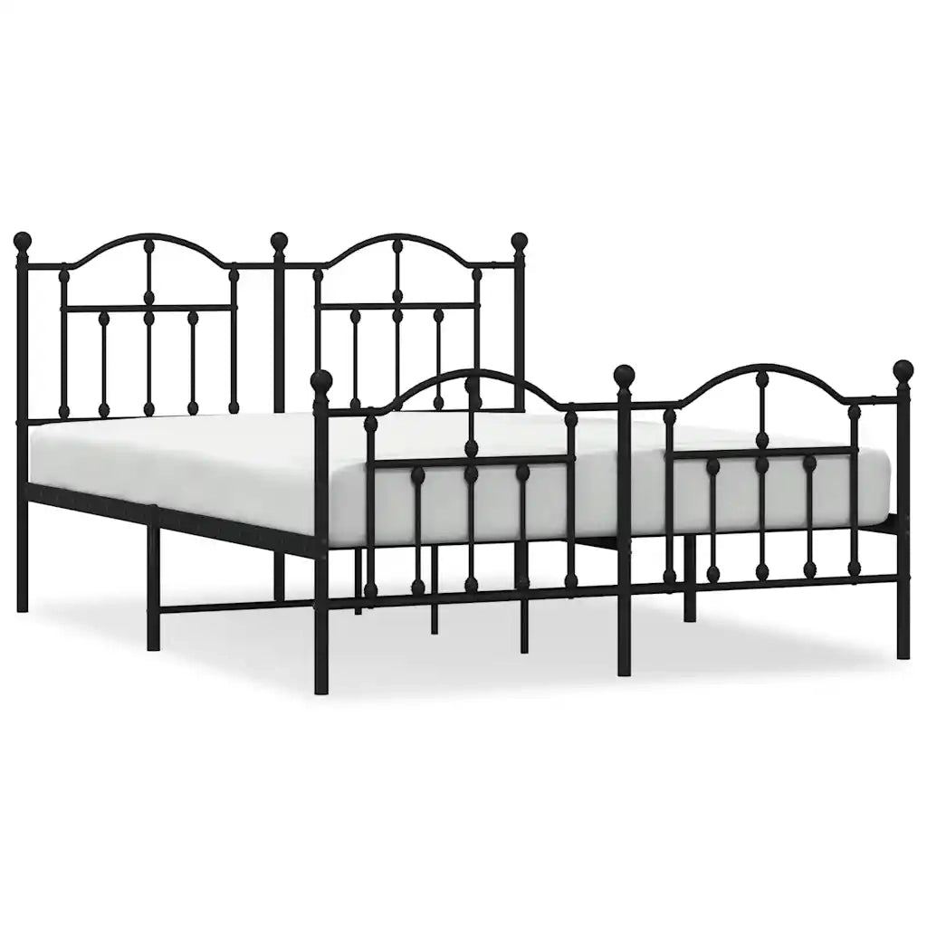 Giroletto con Testiera e Pediera Metallo Nero 140x200 cm 353458