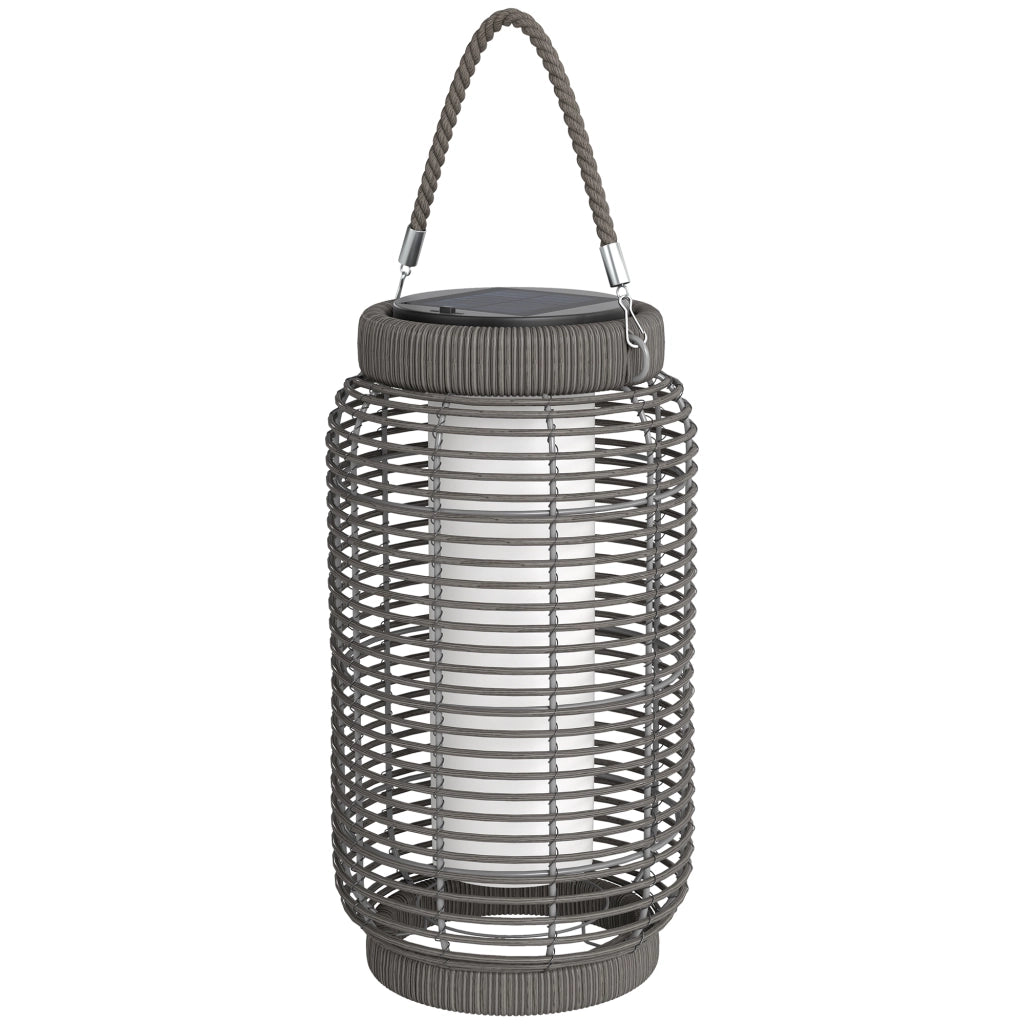 Lampione Solare da Esterno in Resina Intrecciato Grigio ¨C zephmum ¨C Acciaio, LED