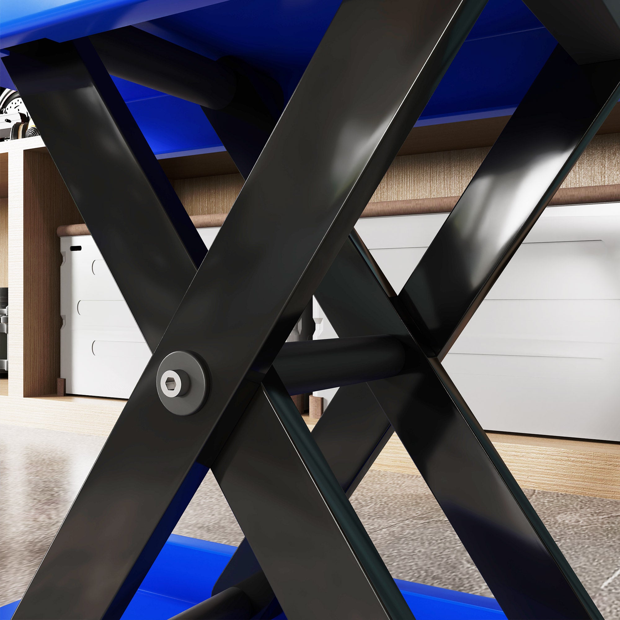 Cavalletto Alzamoto Pieghevole e Antiscivolo 41,5x23,5x10-37 cm in Acciaio e Gomma Blu e Nero