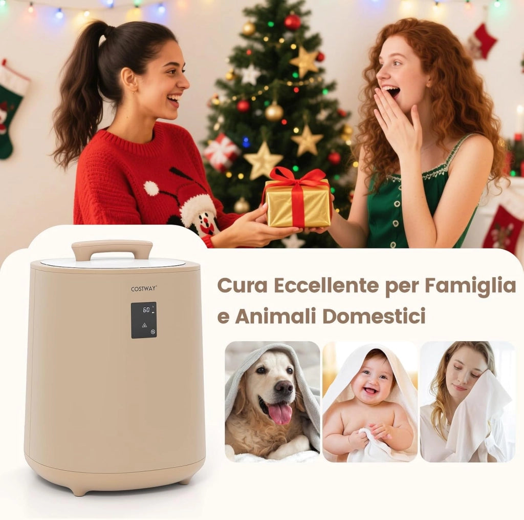 COSTWAY Scalda Asciugamani per Bagno, Scalda Coperta Grande 18 L con Display LED & Spegnimento Automatico, Secchio Portatile per Asciugamani Caldi per 2 Asciugamani, Accappatoi e Coperte (caffè)