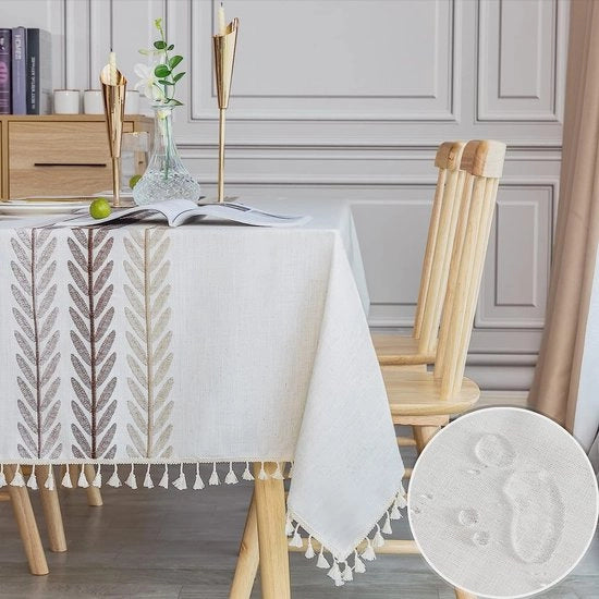 Tavolo impermeabile da asciugare, cotone, lino, rettangolare, tovaglia da tavolo, tovaglia elegante, tovaglia da tavola, 140 x 180 cm, per uso domestico, cucina, tavolo da pranzo, decorazione