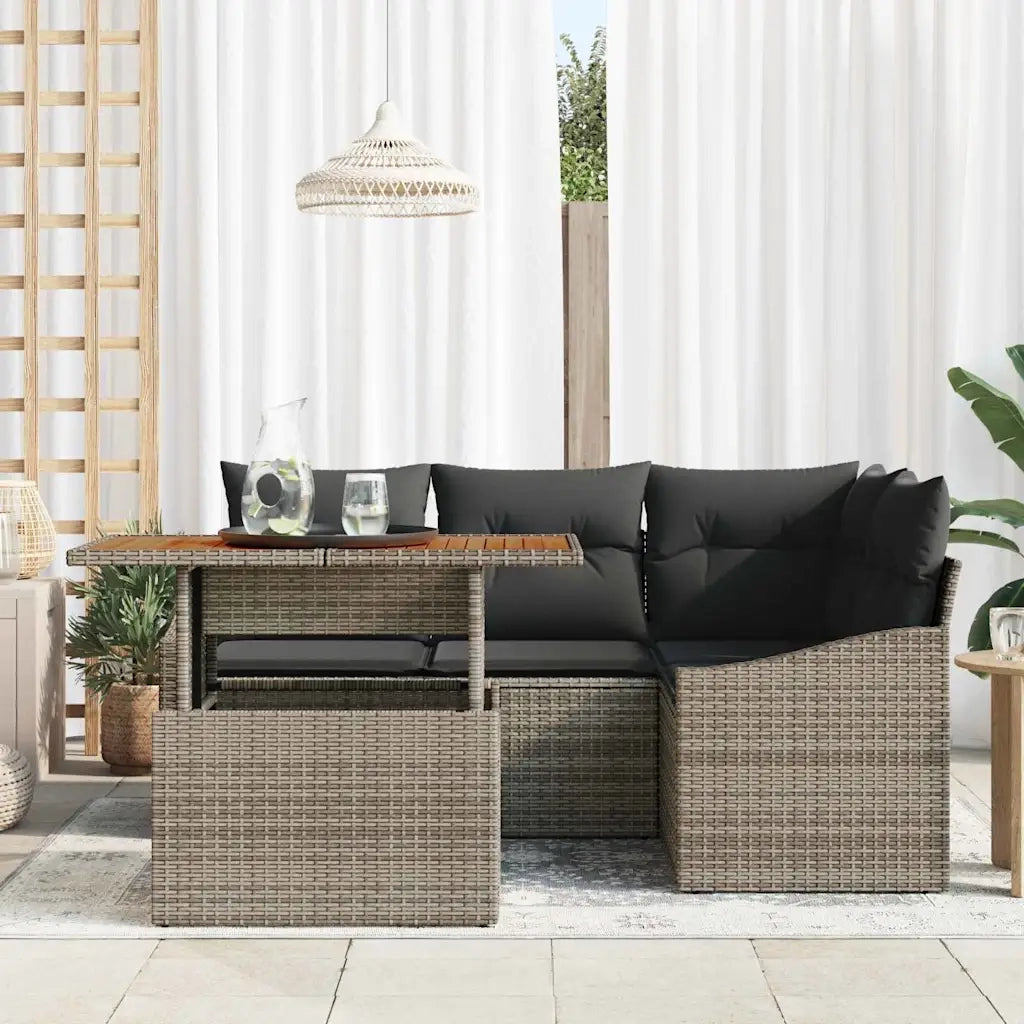 Set da Pranzo per Giardino con cuscino 5 pcs Grigio e Marrone 3349831