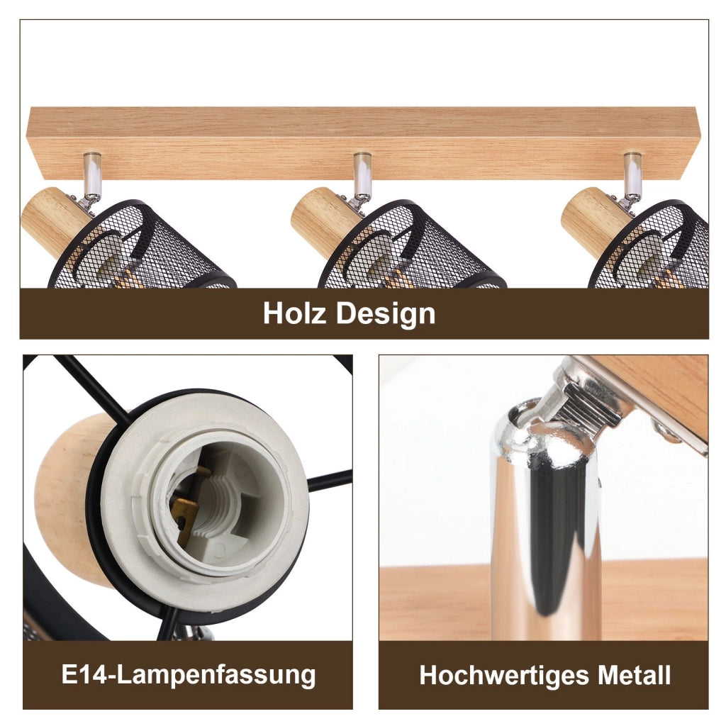 ZMH Faretto da soffitto 3 fiamme E14 rotanti 350° per soggiorno camera letto