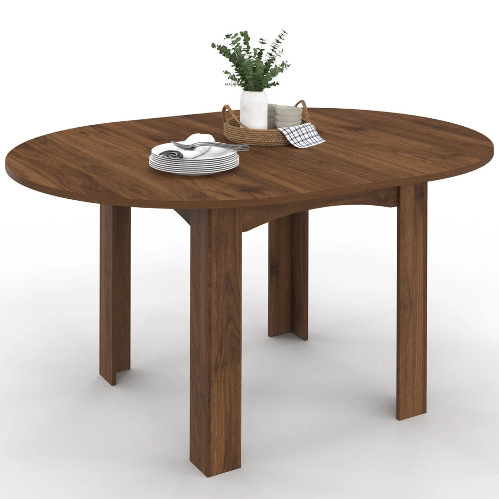 IDMarket - DONA tavolo da pranzo rotondo allungabile 4-8 persone noce 110-150 cm