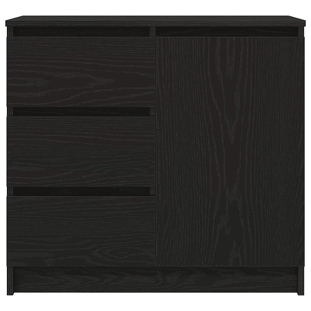 Credenza con Cassetto Rovere Nero 71x35x65 cm Legno Multistrato
