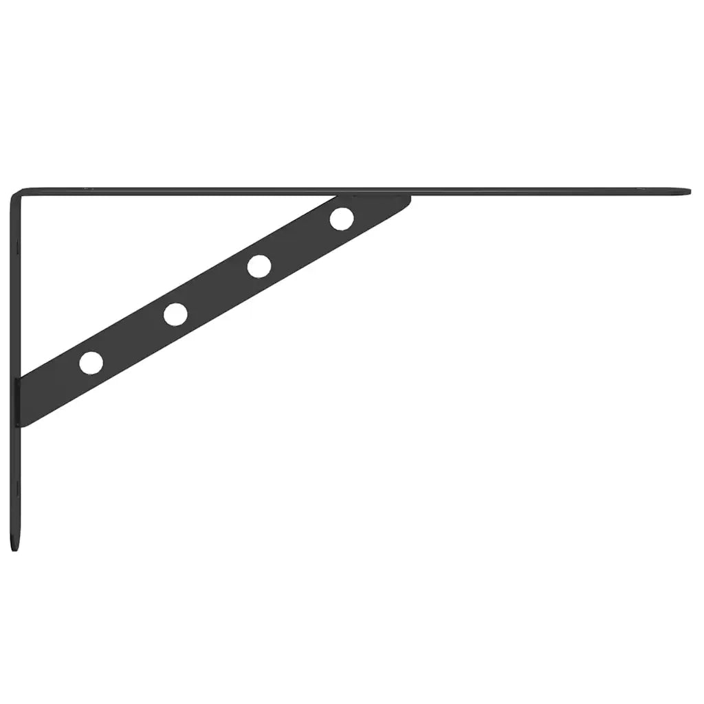 4 pz Staffe per Mensola | Ripiano | Scaffale 30x2,5x15,5 cm in Acciaio Inox Nero