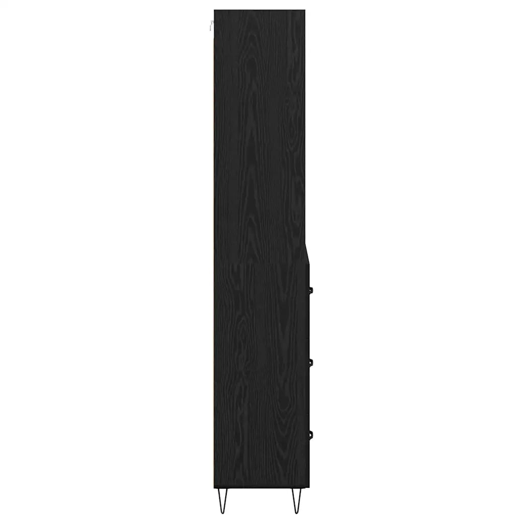 Credenza con cassetto 2 pcs Rovere Nero Legno multistrato