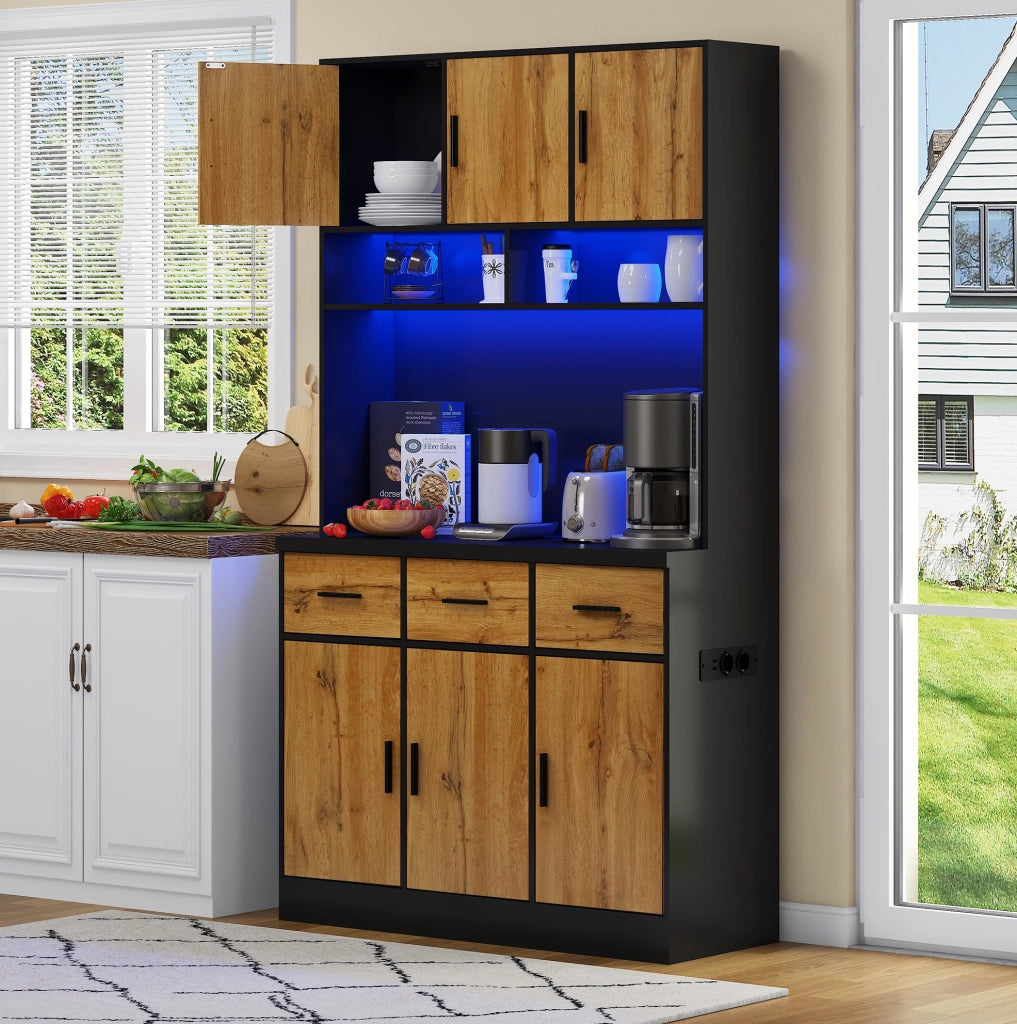 Mobile cucina 100x40x180 cm con LED, prese USB e cassetti