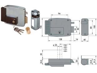 ELETTROSERRATURA PER CANCELLI SENZA TETTO 11921  mm.70 SX (11921702)    CISA