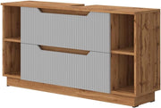 Mobile sottolavabo per bagno Lotta, Rovere/grigio a righe, 119.2 x 62.5 cm con 2 cassetti
