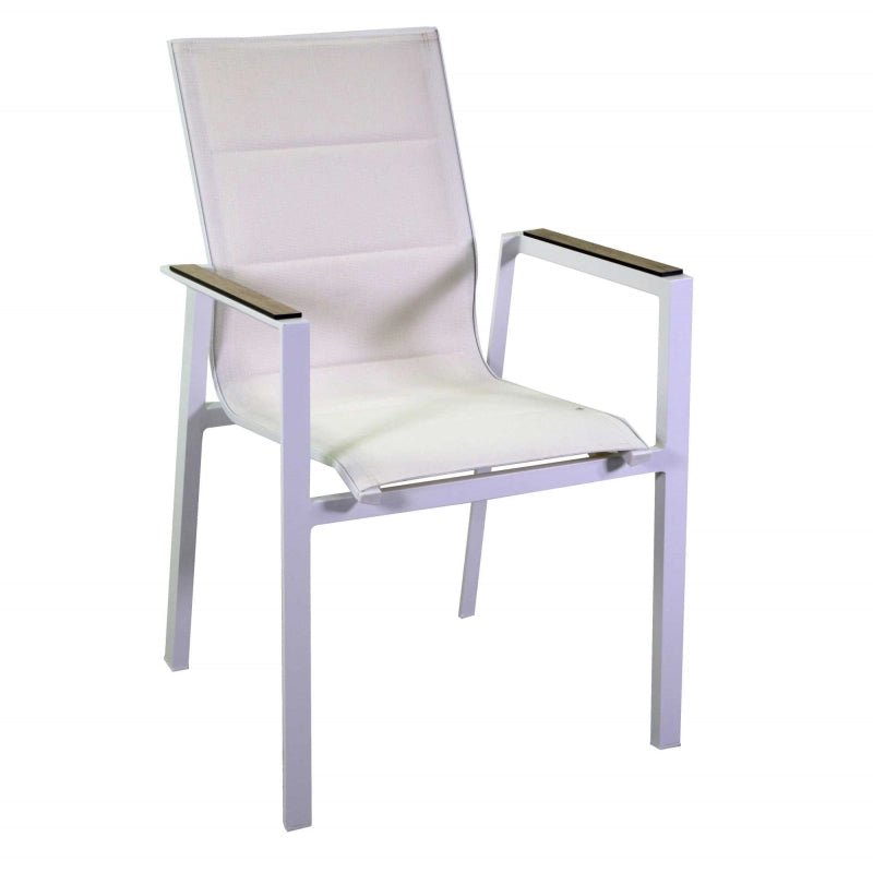 Poltrona alluminio textilene Riverside bianco (bracciolo in hpl) cm 56x66h90