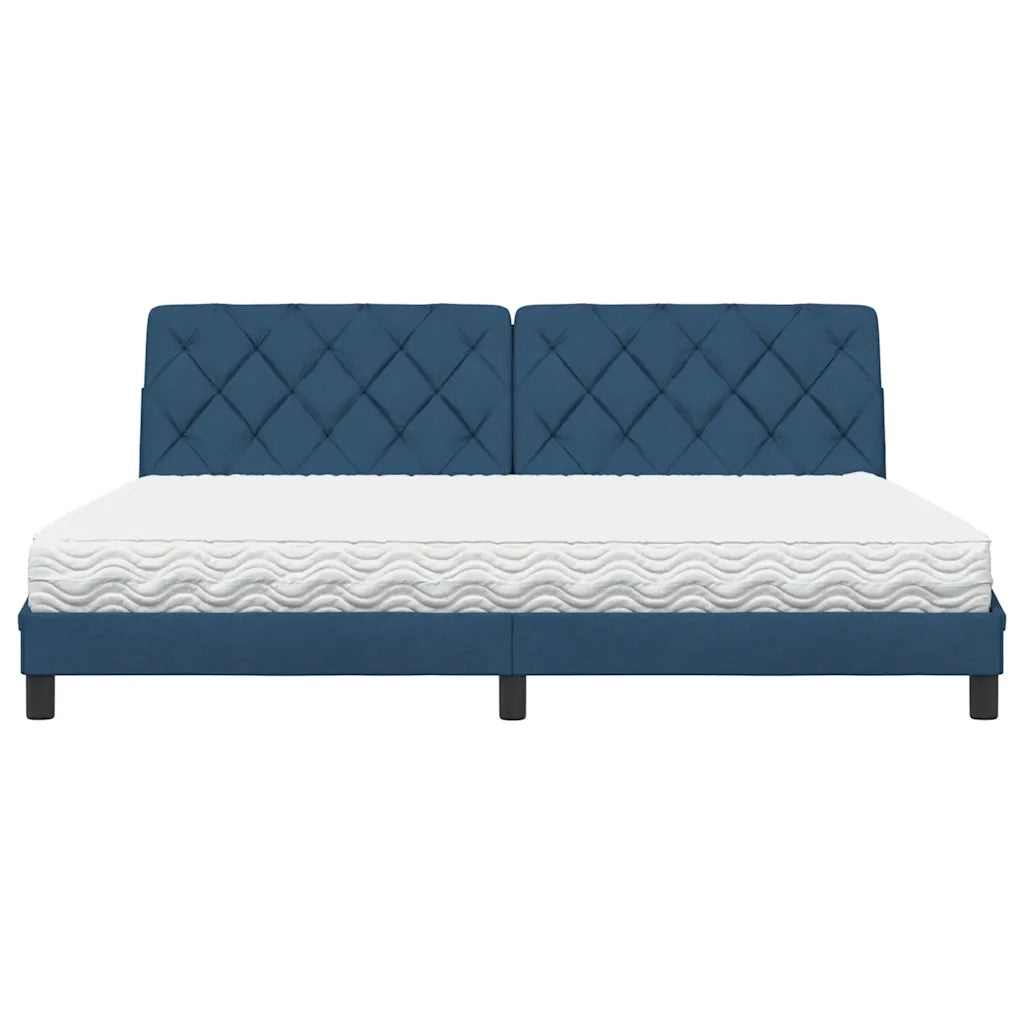 Letto con Materasso Blu 200x200 cm in Tessuto