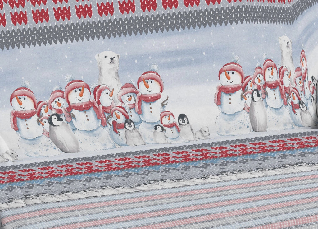 Telo Arredo Multiuso Linea Pensieri Delicati In Cotone Disegno Inverno Polare - Singolo - Rosso