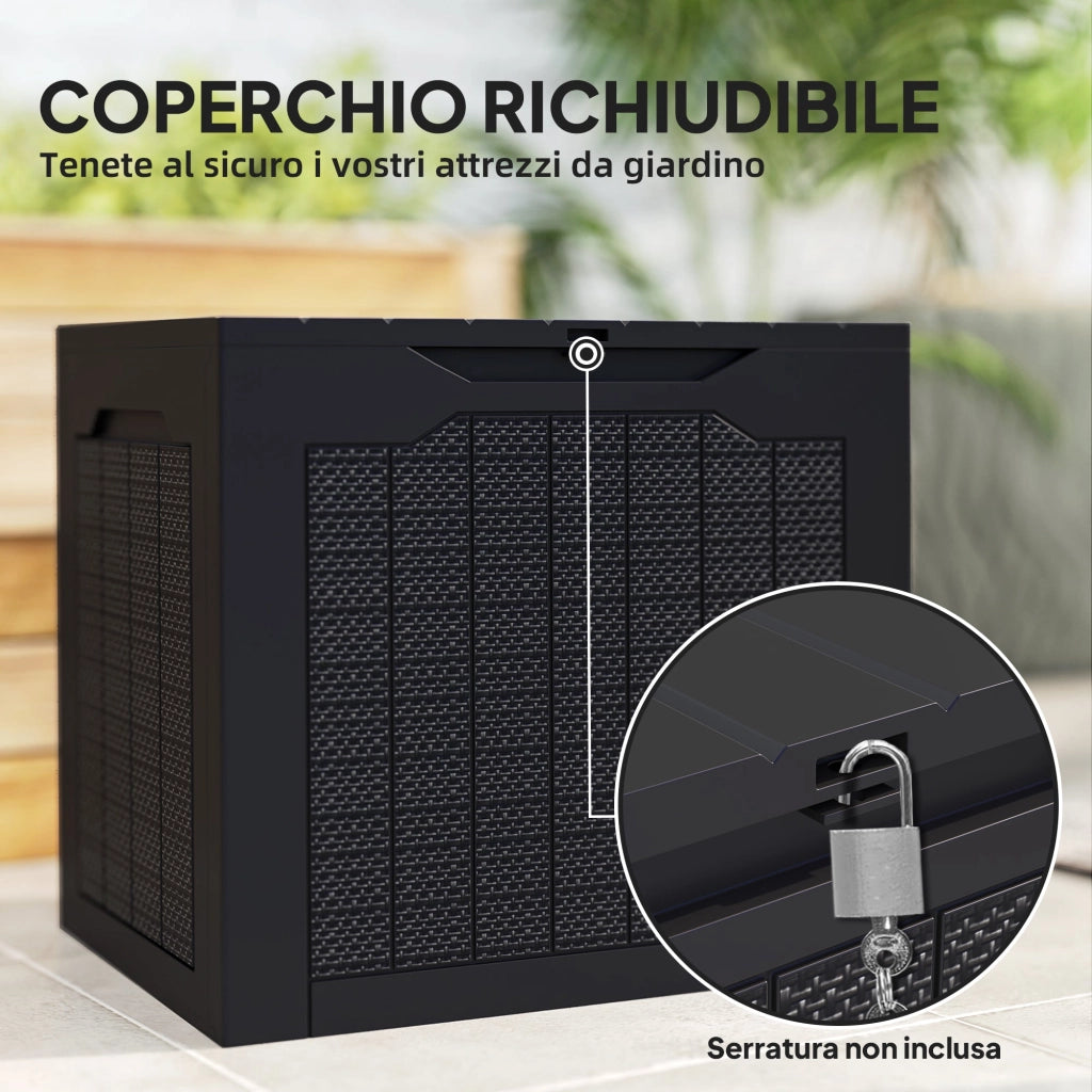 Baule Porta Attrezzi da Esterno 56x41x50 cm Impermeabile Nero