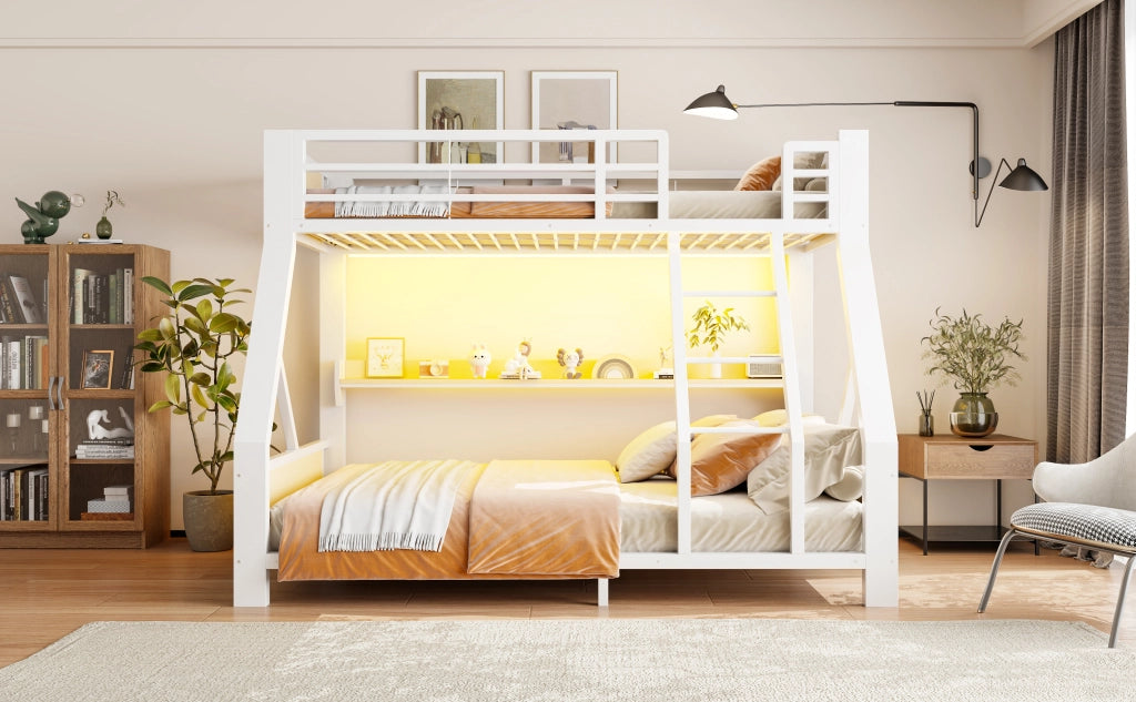 letto a castello metallo e legno bianco 145 x 204 cm