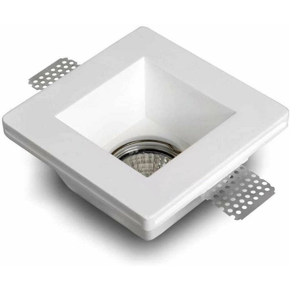 Trade Shop - Portafaretto Incasso Gesso Con Vetrino Scomparsa Quadrato Supporto Faretti Gs-02 -