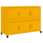 Buffet credenza cassettiera armadio mobile contenitore organizer per cucina soggiorno salotto giallo senape 100,5 x 39 x 72 cm acciaio Giallo 02_0035684