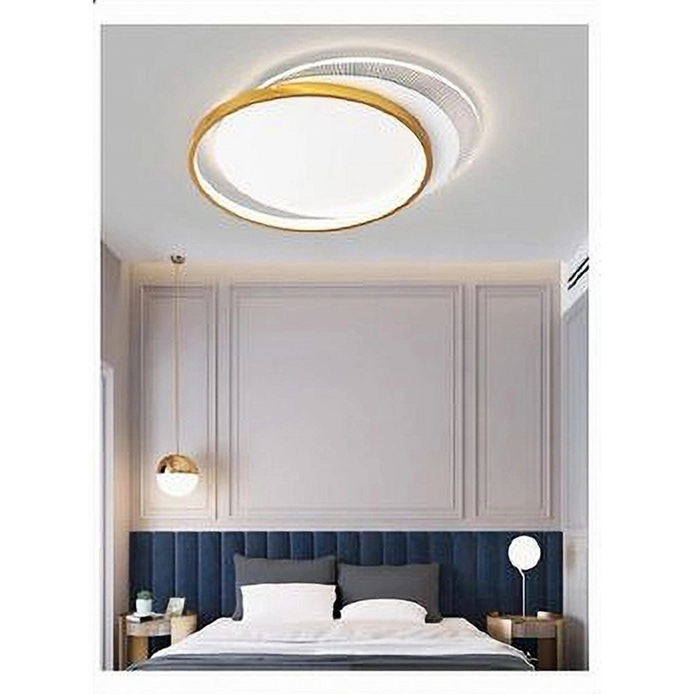 Trade Shop - Plafoniera Led 30 W Cerchio Oro Lampadario Da Soffitto Tondo Luce Naturale 70715 -