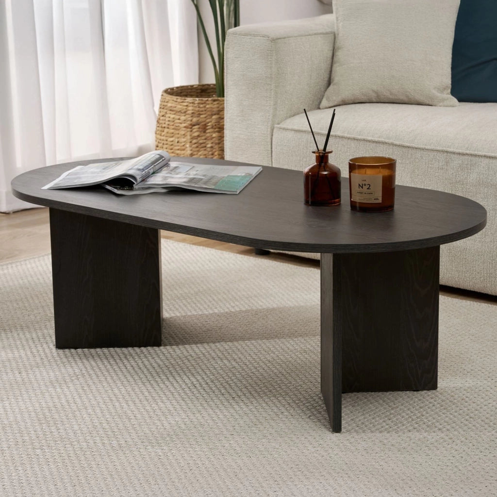 Porcari, Tavolino da Salotto Forma Rettangolare, 119x60x40h cm Nero