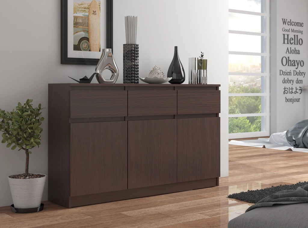 Cassettiera AKORD K140 Wengé 138 cm 3 ante 3 cassetti 138x40x99 cm